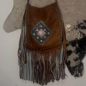 Brown Fringe Leather Bag